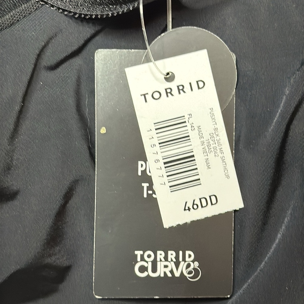 TORRID CURVE PERFECT T SHIRT PUSH UP BRA 46DD BLACK LACE INSET SMOOTH CUPS *NWT* - Picture 9 of 11